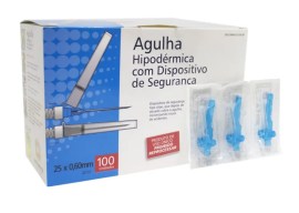 Agulha Hipodérmica Com Dispositivo De Segurança 25 X 0,60 Mm - 100 Unid - Descarpack